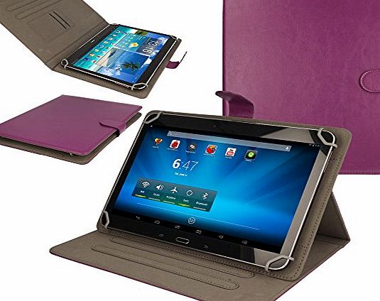 TECHGEAR [Stellar (10)] Universal Case for Blaupunkt Endeavour 1000 / 1000 HD / 1000 QC Tablets - Protective Case with Viewing Stand (PURPLE)